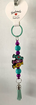 Sweet Candy Hearts Beaded Tassel Keychain