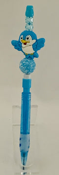 Blue Penguin Charm Beaded Lead Pencil