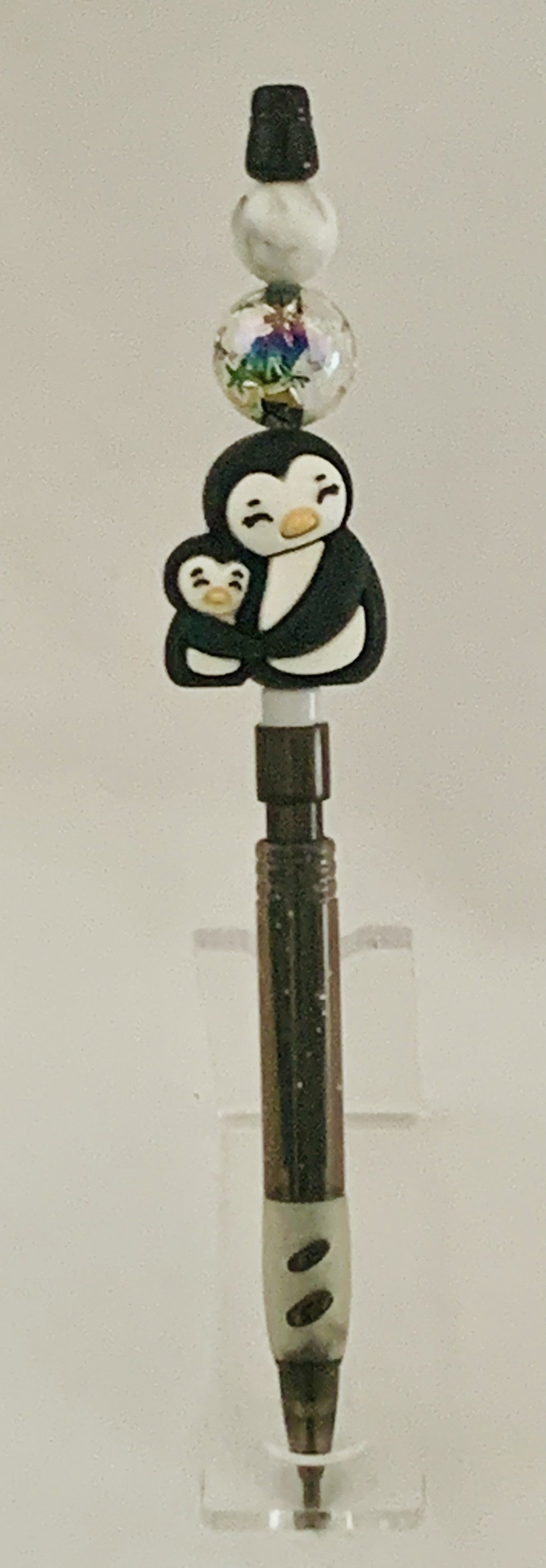 Mama & Baby Penguin Charm Beaded Lead Pencil