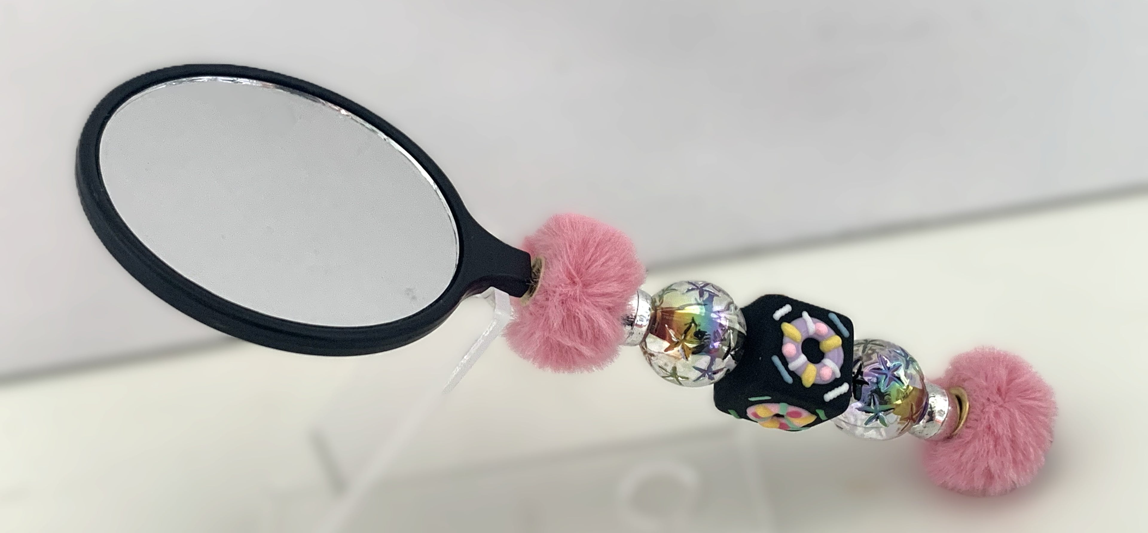 Beaded Hand Mirror – Donut & Pom Poms