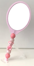 Beaded Hand Mirror – Pink Bear