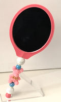 Beaded Hand Mirror – Pink Bear & Blue Beads