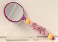 Beaded Hand Mirror – Purple Bear & Yellow Beads