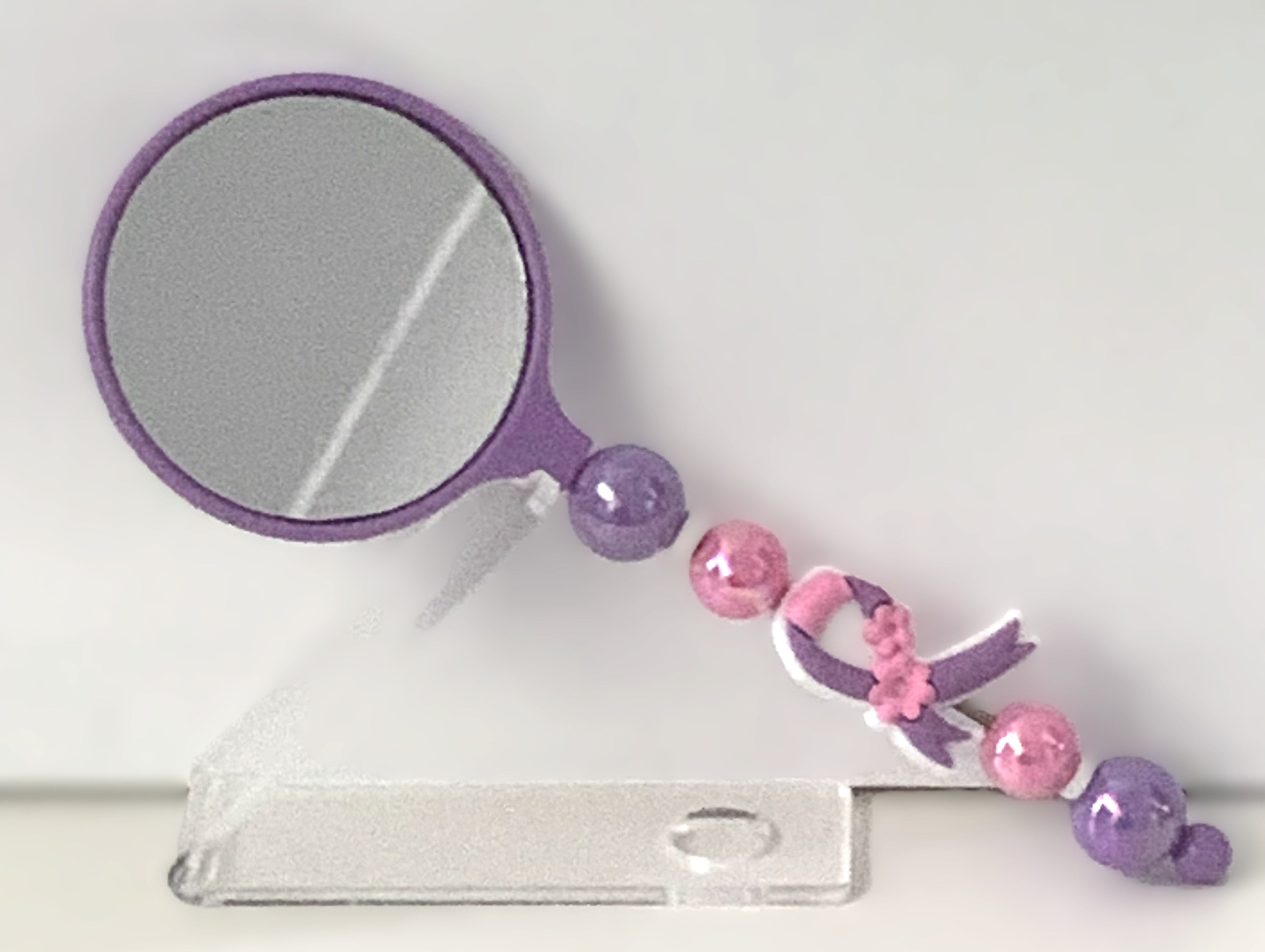 Beaded Hand Mirror – Purple Bow