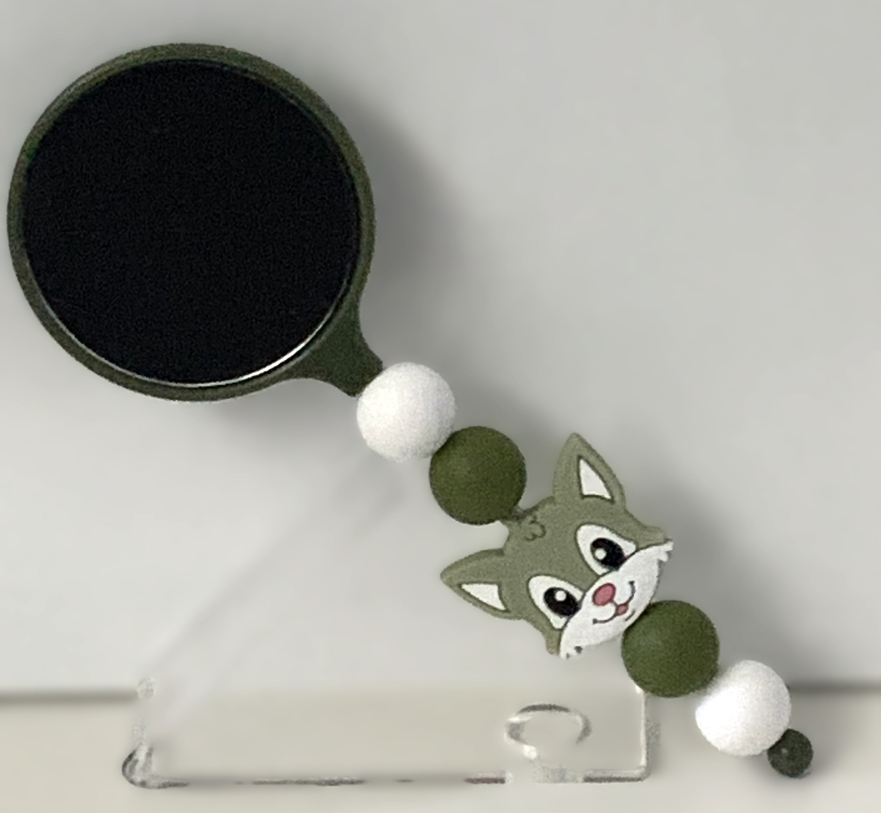 Beaded Hand Mirror – Olive Fox
