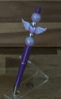 Handmade Angel Wings Beaded Pen - Deep Purple & Lavender