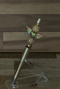 Handmade Iridescent Angel Wings & Disco Ball Beaded Pen - Gold