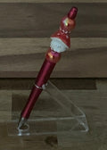 Handmade Kawaii Toadstool Mushroom Beaded Pen - Crimson Red