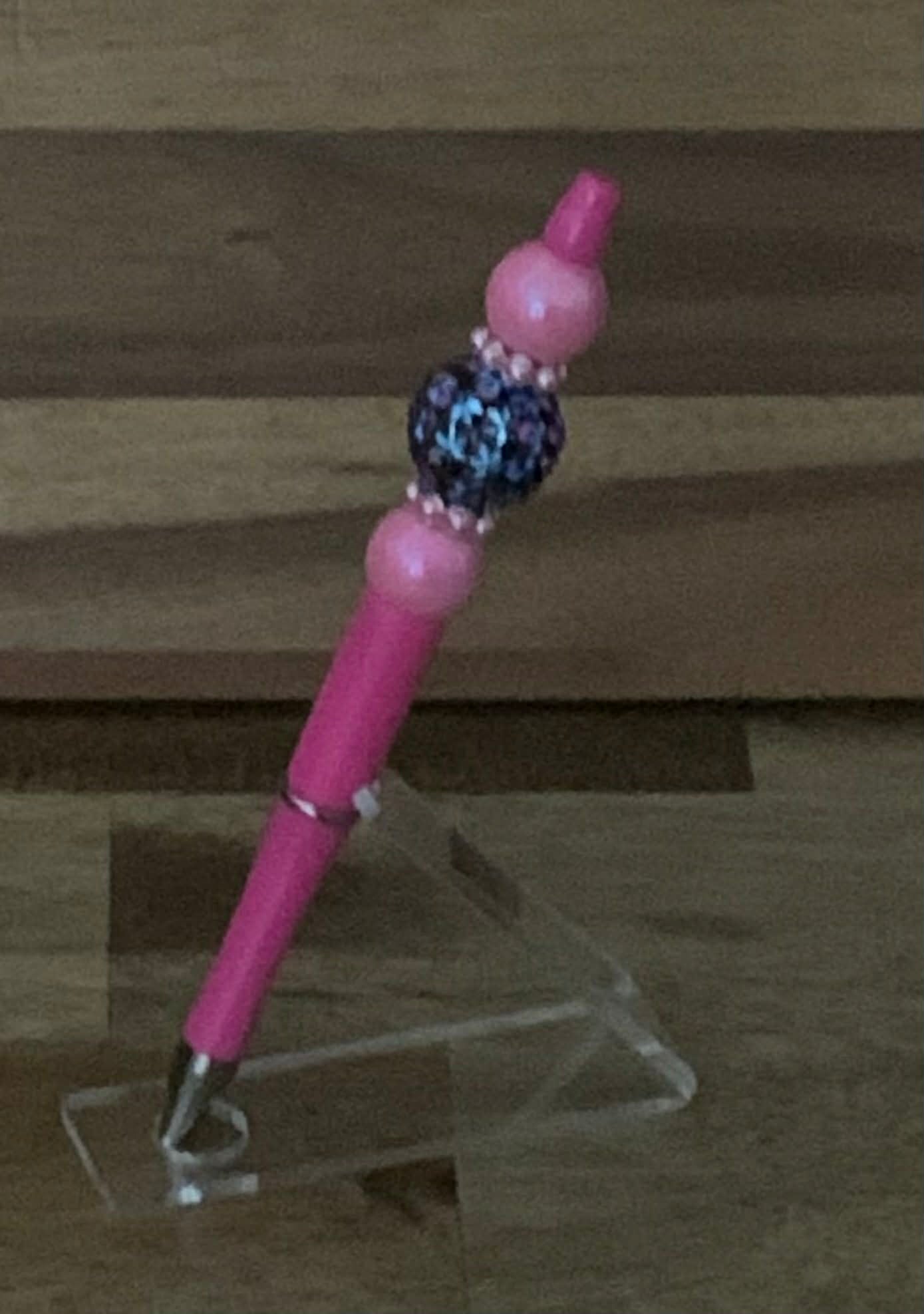 Handmade Galaxy Rhinestone Beaded Pen - Hot Pink & Midnight Purple