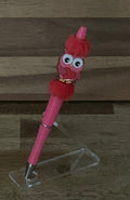 Handmade Kawaii Owl & Pom Pom Beaded Pen - Hot Pink & Red