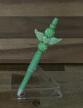 Handmade Angel Wings & Rhinestone Beaded Pen - Mint Green