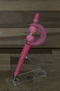Handmade Crescent Moon & Pink Rhinestone Beaded Pen - Hot Pink