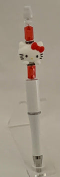 Handmade Hello Kitty Charm Beaded Pen - White & Red