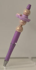 Handmade Lavender Flower & Pearl Beaded Pen - Purple