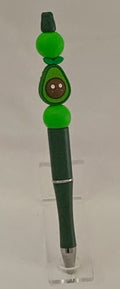 Handmade Kawaii Avocado Beaded Pen - Forest Green & Lime