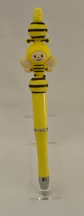 Handmade Kawaii Bumble Bee Beaded Pen - Yellow & Black