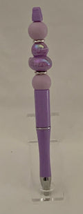 Handmade Iridescent Duck Charm Beaded Pen - Lavender & Purple