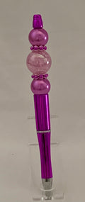 Handmade Crackle Glass & Violet Pearl Beaded Pen - Magenta & Lavender