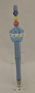 Handmade Cupcake & Lollipop Candy Beaded Pen - Powder Blue