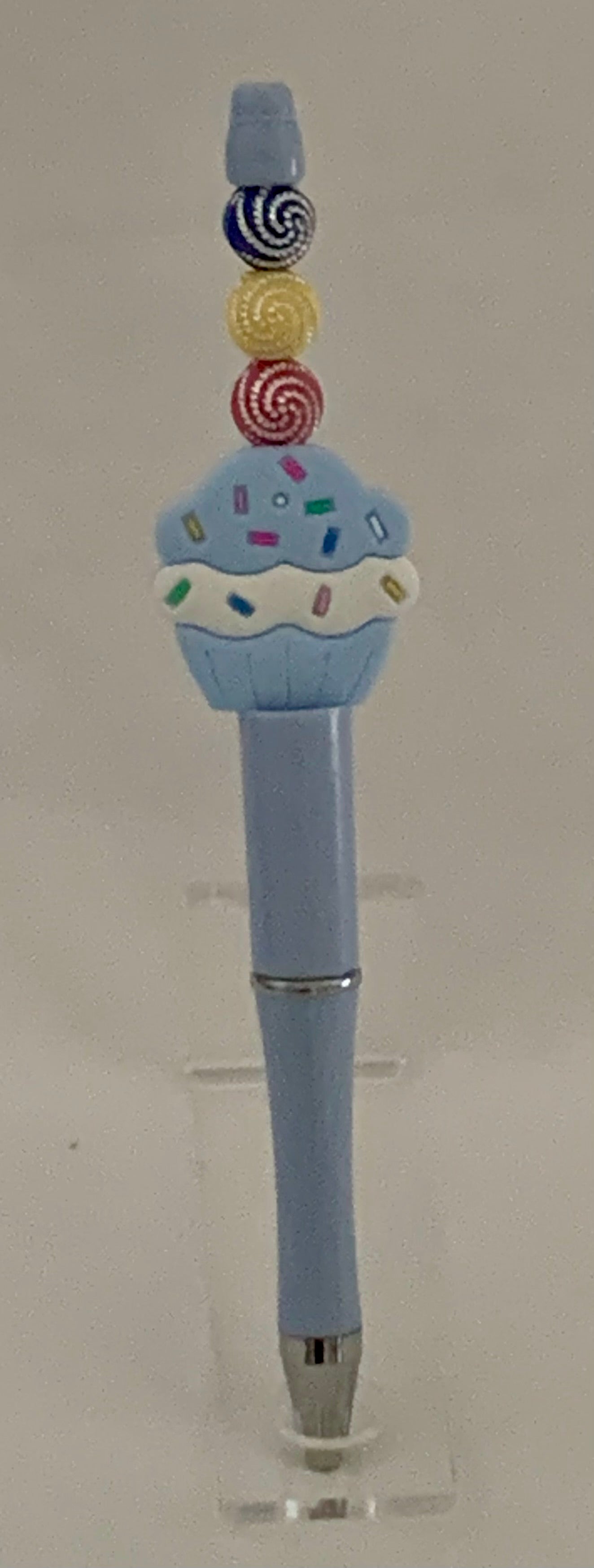 Handmade Cupcake & Lollipop Candy Beaded Pen - Powder Blue