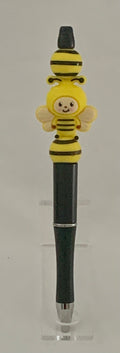 Handmade Kawaii Bee Costume Child Beaded Pen - Charcoal & Yellow