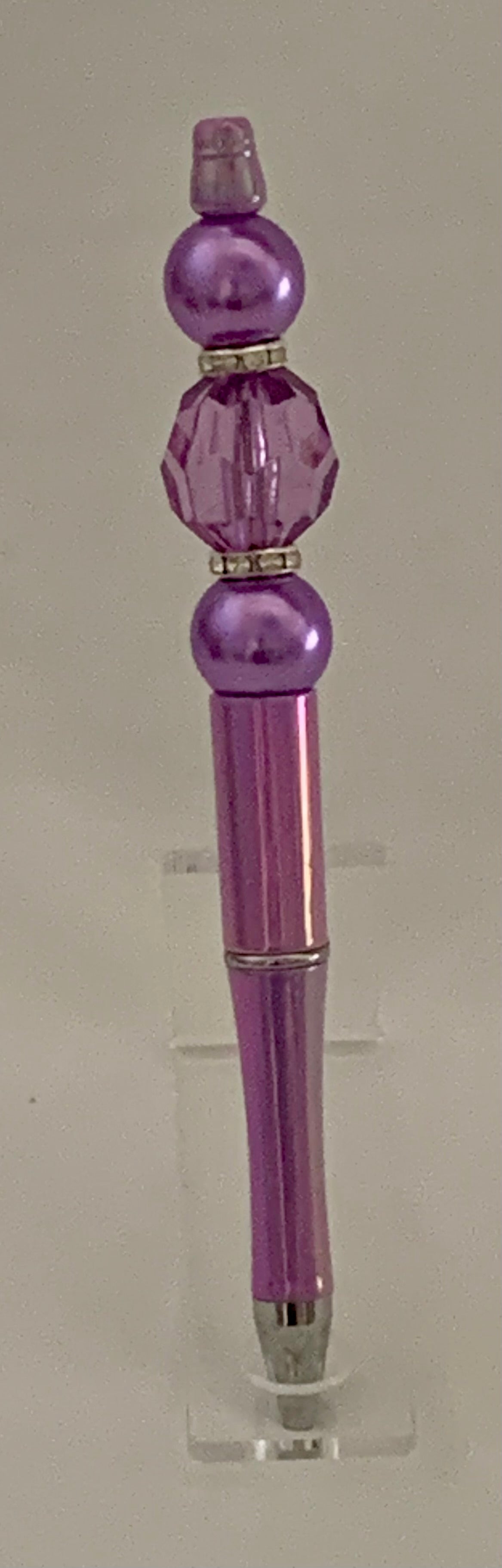 Handmade Purple Pearl & Crystal Beaded Pen