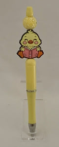 Handmade Kawaii Reading Duck Beaded Pen - Butter Yellow