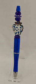 Handmade Cowboy Ghost Charm Beaded Pen - Royal Blue & Purple