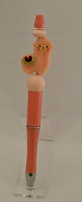 Handmade Alpaca Charm Beaded Pen – Blush Pink