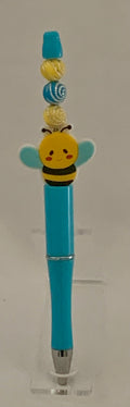 Handmade Kawaii Bee Beaded Pen - Sky Blue & Yellow