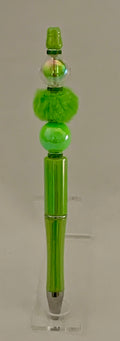 Handmade Pom Pom & Pearl Beaded Pen - Lime Green