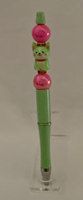 Handmade Puppy Charm Beaded Pen – Mint Green & Pink