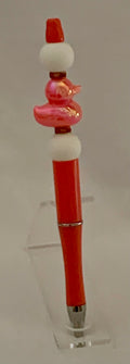 Handmade Iridescent Duck Beaded Pen - Coral & Pink