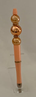 Handmade Rose Gold Pearl Beaded Pen - Blush Pink & Rose Gold