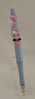 Handmade Gnome Beaded Pen - Powder Blue & Pink