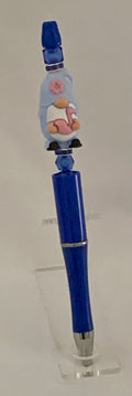 Handmade Gnome Beaded Pen - Royal Blue & Crystal