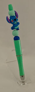 Handmade Stitch Figure Beaded Pen - Mint Green & Blue