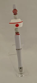 Handmade Nurse Cap Beaded Pen - White & Red