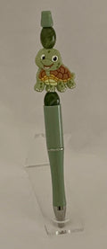 Handmade Kawaii Turtle Beaded Pen - Sage Green