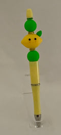 Handmade Kawaii Lemon Beaded Pen - Pale Yellow & Green