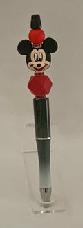 Handmade Mickey Mouse Beaded Pen - Black & Red