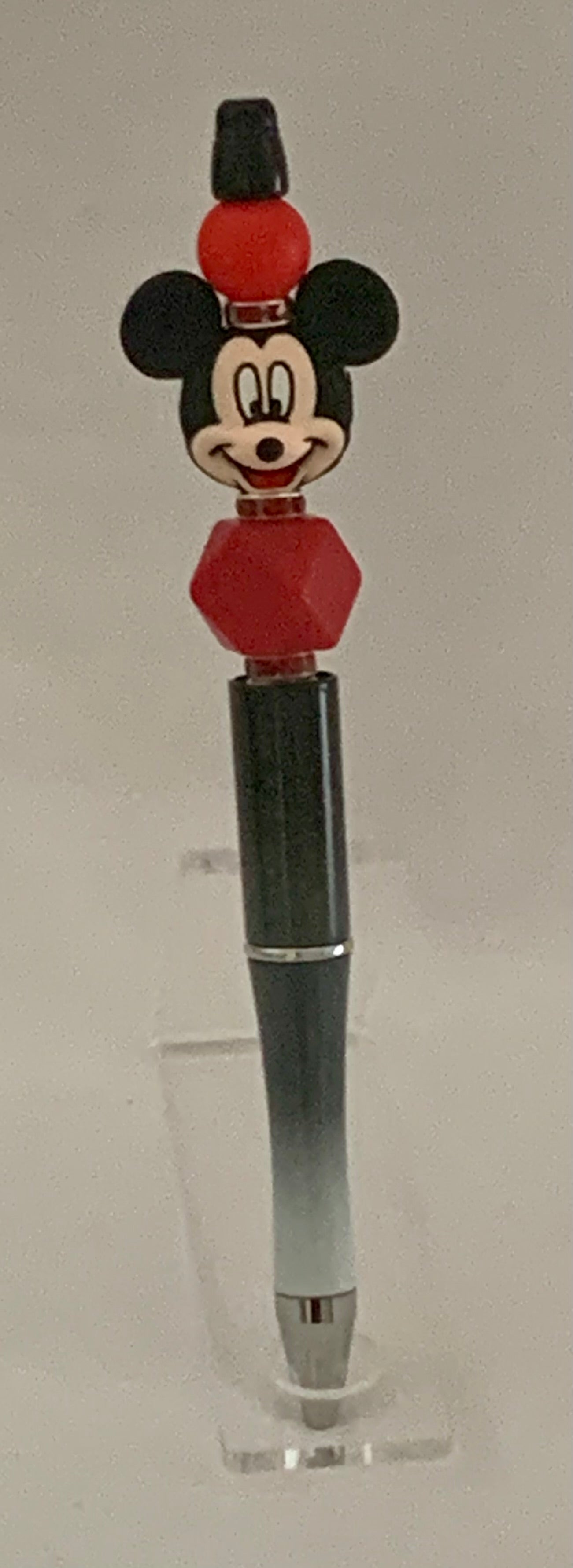Handmade Mickey Mouse Beaded Pen - Black & Red