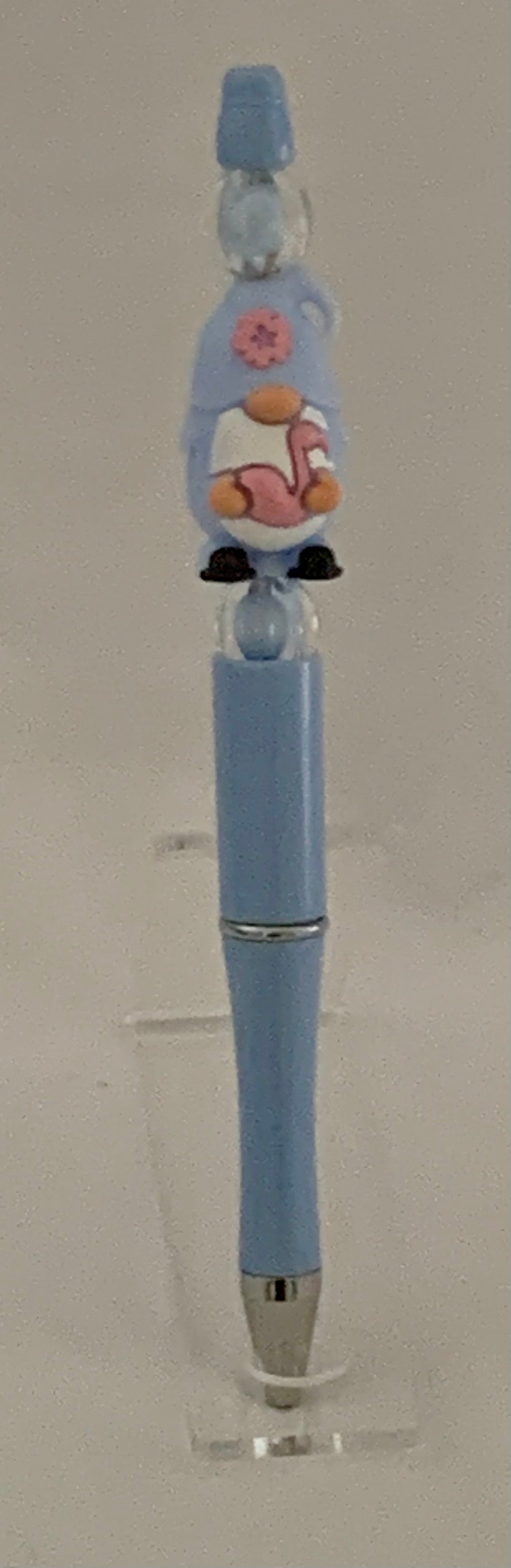 Handmade Nurse Gnome Beaded Pen - Powder Blue
