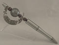 Beaded Pen - Silver Grey Marbled Ball Cube Beads Crescent Moon