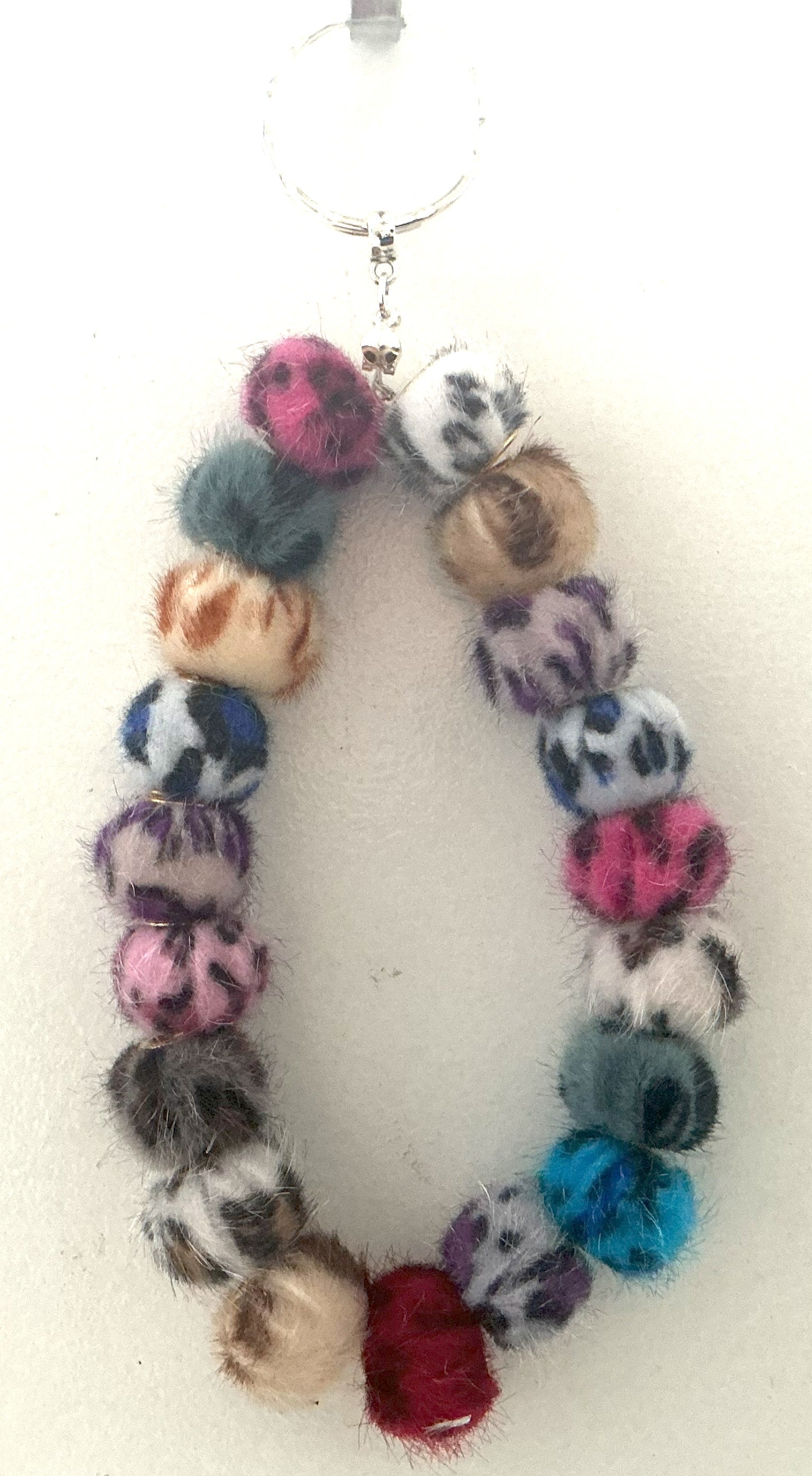 Multicolour Fluffy Pom Pom Beaded Phone Charm