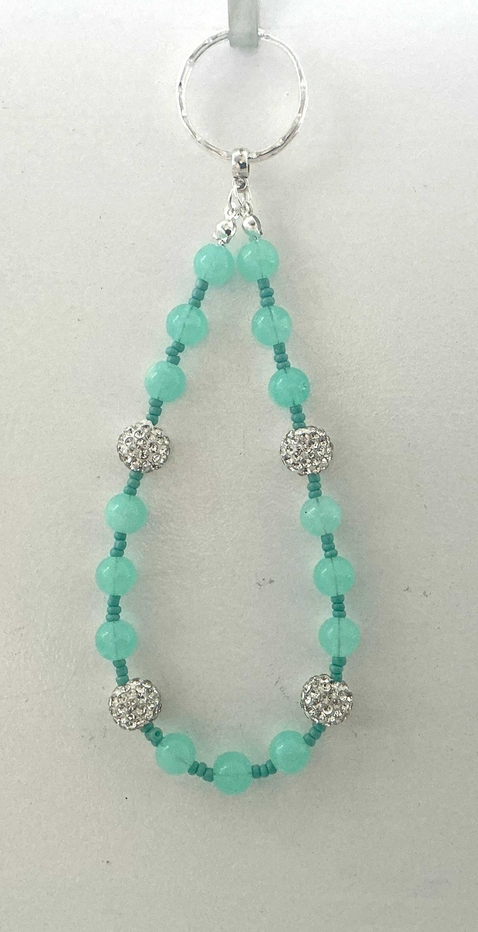 Mint Green Rhinestone Beaded Phone Charm