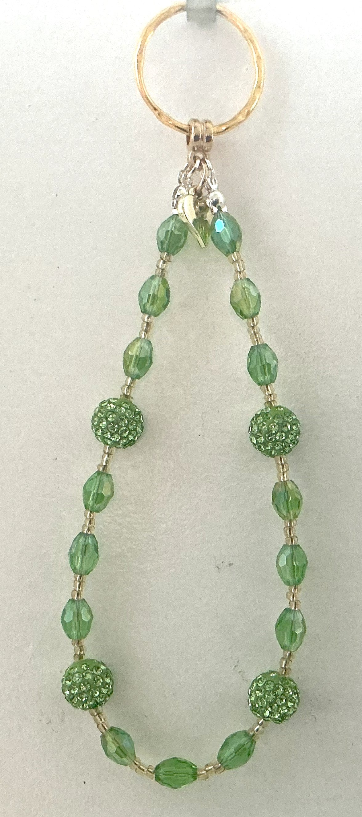 Green Crystal Rhinestone Beaded Phone Charm