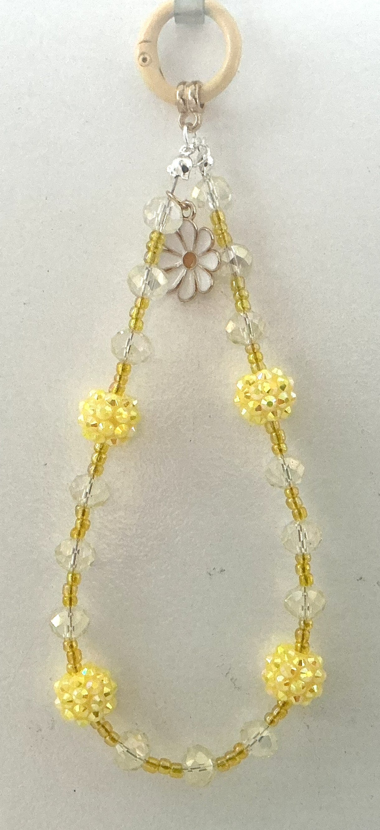 Daisy Yellow Berry Beaded Phone Charm