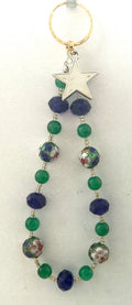 Star Cloisonné Green & Navy Beaded Phone Charm