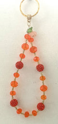 Pumpkin Orange Rhinestone Beaded Phone Charm